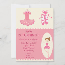 Rosa Ballet Dancer Födelsedagsfest Inbjudningar