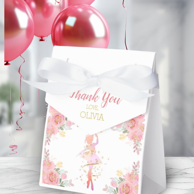 Rosa Ballet Dancer Personlig Tack Presentaskar (Pink Ballet Dancer Personalized Thank You Favor Boxes)