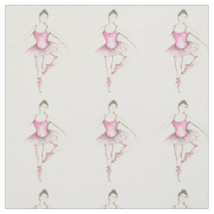 Rosa Ballet Dancer Tutu Watercolor Ballerinas Tyg