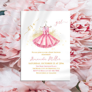 Rosa Ballet Kostym Delikate Flicka Shower Inbjudningar