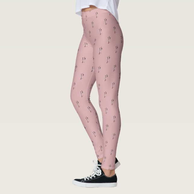 Rosa Ballet med repetering av balkar Leggings (Vänster)