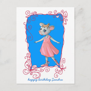 Rosa Ballet Mouse-vykort Vykort