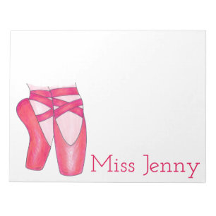 Rosa Ballet Pointe Shoes Dance Teacher Ballerina Anteckningsblock