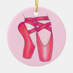 Rosa Ballet Pointe Shoes Dance Teacher Ballerina Julgransprydnad Keramik