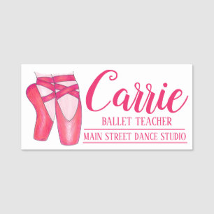 Rosa Ballet Pointe Toe Shoe Ballerina Dance Studio Namnbricka