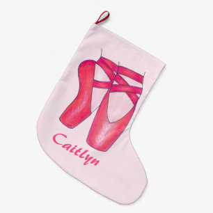 Rosa Ballet Pointe Toe Shoe Dancer Ballerina Dance Stor Julstrumpa