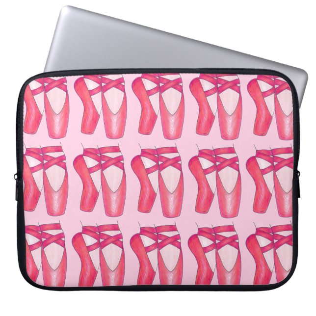 Rosa Ballet Shoe Tofflor Dance Teacher Ballerina Laptop Sleeve (Framsidan)