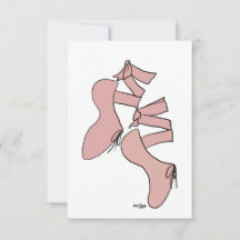 Rosa Ballet Shoes Art-inbjudan