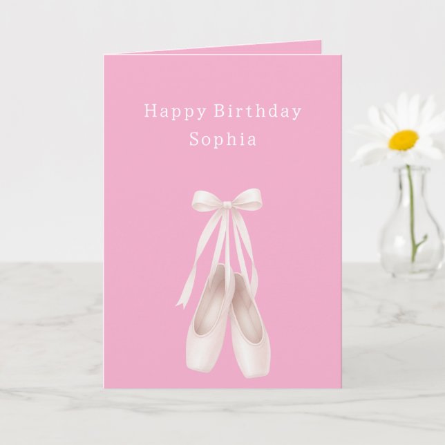Rosa Ballet Shoes Birthday Kort (Liten växt)
