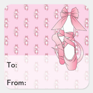 Rosa Ballet Shoes Gift-Märkre Fyrkantigt Klistermärke