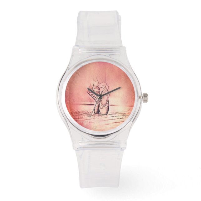 Rosa Ballet Shoes på Pointe Armbandsur (Framsida)