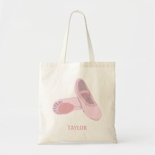 Rosa Ballet Shoes Tofflor Personlig Tygkasse (Framsidan)