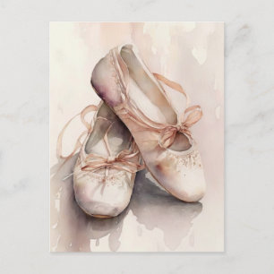 Rosa Ballet Shoes vycard Vykort