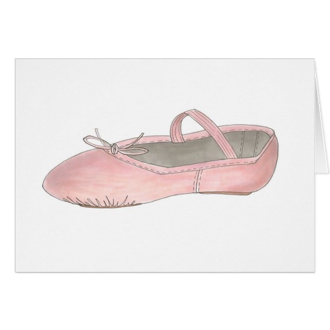 Rosa Ballet Slipper Ballerina Dance Hälsningskort (Framsidan Horizontal)