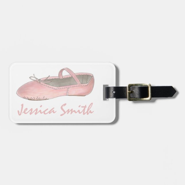 Rosa Ballet Slipper Dance Ballerina Shoe Ballerina Bagagebricka (Horisontell Framsida)