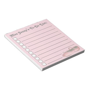 Rosa Ballet Slipper Dance Teacher to Do List Anteckningsblock