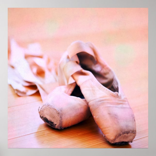 Rosa Ballet Slipper Pointe Shoes Dance Template Poster (Framsidan)