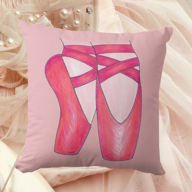 Rosa Ballet Toe Pointe Shoe Ballerina Dance Dancer Kudde (Ballet Shoes Pillow)