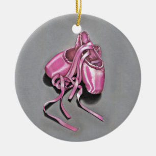 Rosa Ballet Tofflor Julgransprydnad Keramik