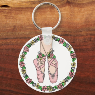 Rosa Ballet Tofflor Personlig Ballerina Nyckelring