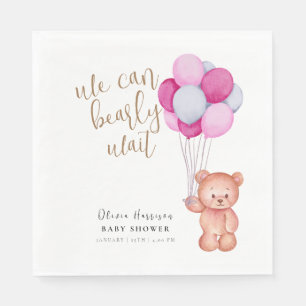 Rosa Ballon Baby Shower Pappersservett