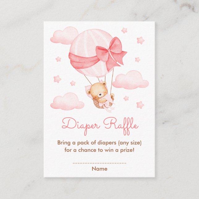 Rosa Ballon Baby Shower Raffle Tilläggskort (Framsida)