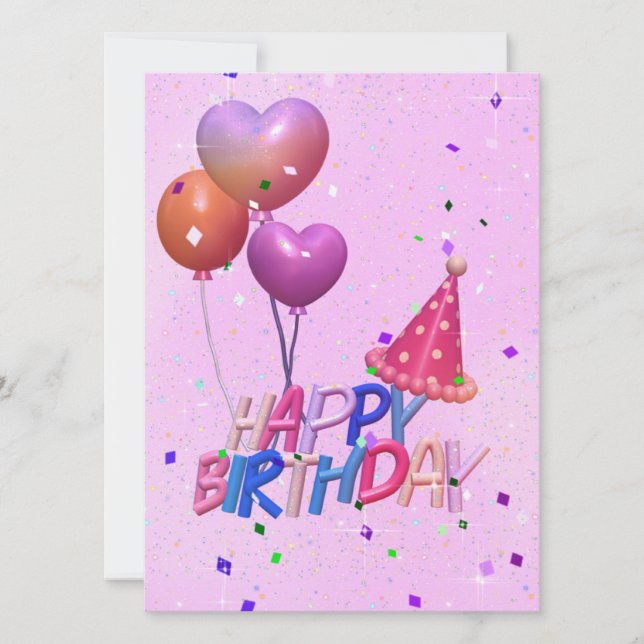 rosa-ballong Birthday (Framsida)