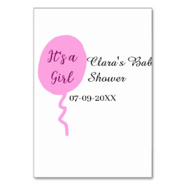 Rosa ballong, det är en flickdusch, lägg till namn bordsnummer