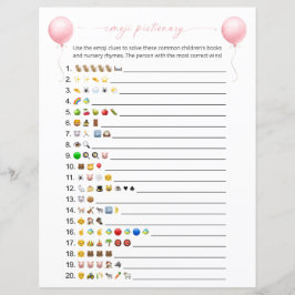 Rosa ballong-emoji-böcker Baby Shower-spel