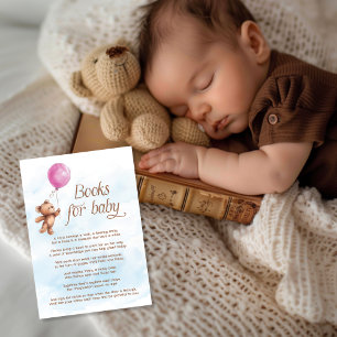 Rosa ballong flicka Teddybjörn böcker för bebis Tilläggskort