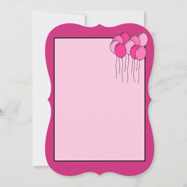 Rosa ballong inbjudan (Framsida)