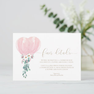 Rosa ballonger Baby Shower Detaljerad informations Inbjudningar
