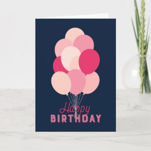 Rosa ballonger Blå Glad födelsedag Kort