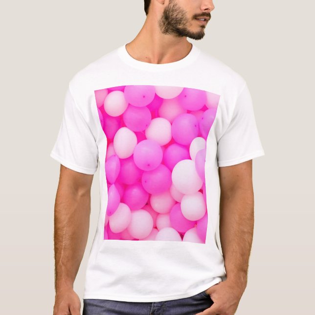 Rosa Ballonger Festive Background Design. T Shirt (Framsida)