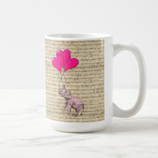 Rosa ballonger för elefanthållande av elefanter kaffemugg