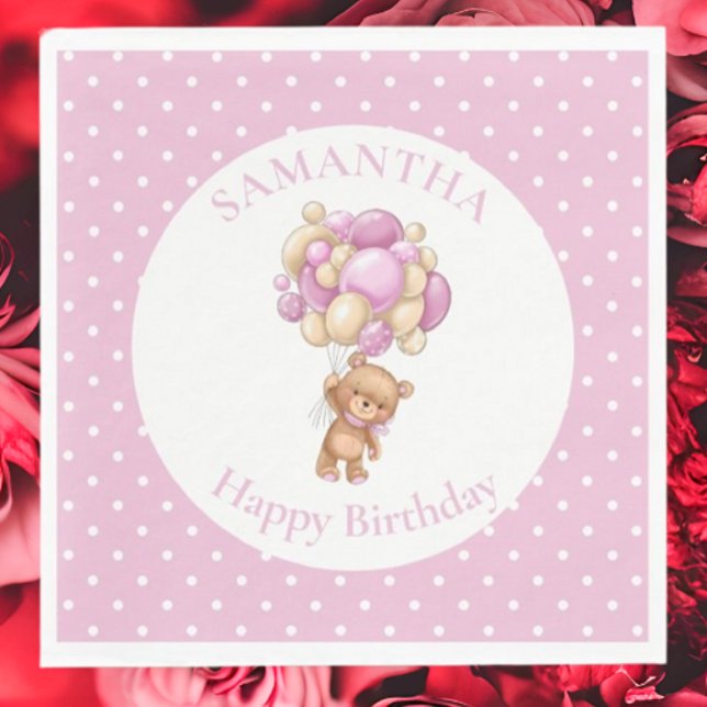 Rosa-ballonger för Nalle Pappersservett (Planning A Party Is Fun When You Shop With Us. Find Everything You Need)