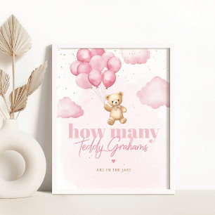 Rosa ballonger Hur många teddy grahams? Poster