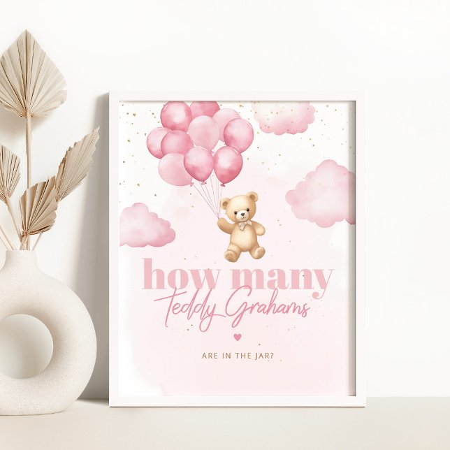 Rosa ballonger Hur många teddy grahams? Poster (Skapare uppladdad)