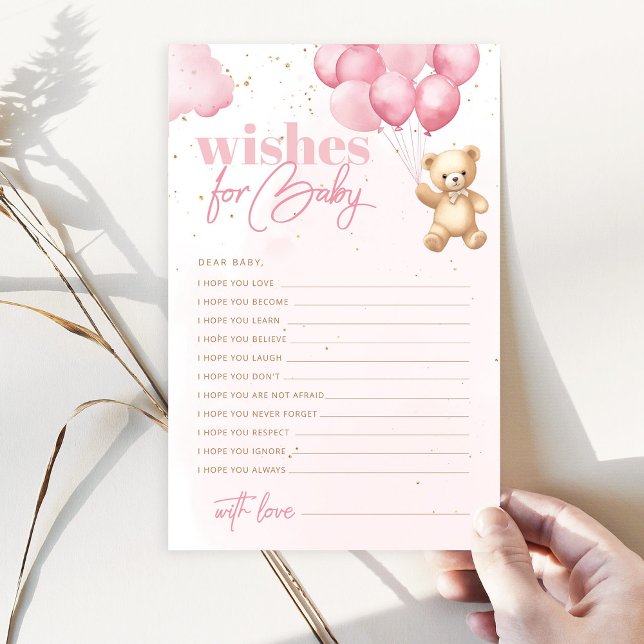 Rosa ballonger nalle önskemål för baby (Skapare uppladdad)