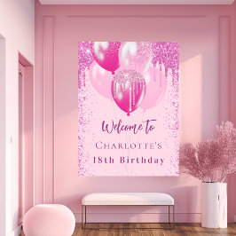 Rosa-ballonger: välkomna party poster