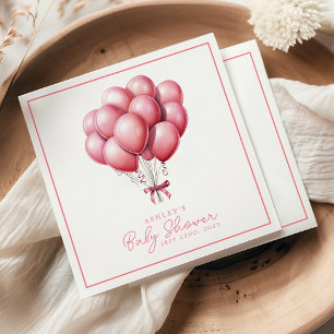 Rosa ballonger Vattenfärg Flicka Barnkalas Pappersservett