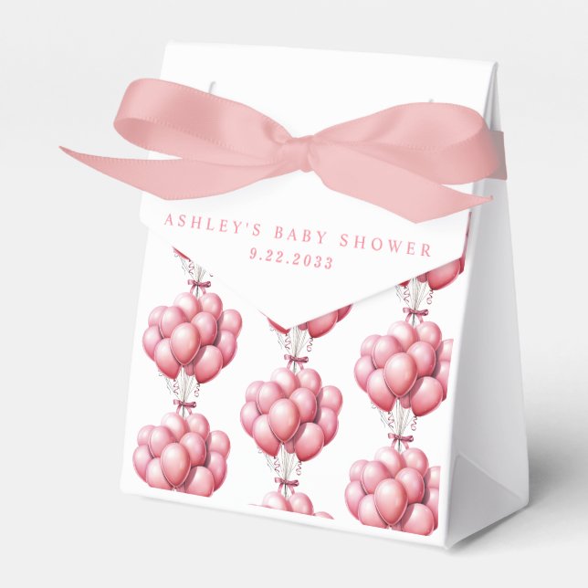 Rosa ballonger Vattenfärg Flicka Barnkalas Presentaskar (Framsidan Sidan)