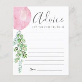 Rosa Balloon Advice Önskemål for Baby Card