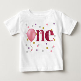 Rosa Balloon and Confetti First Birthday T Shirt