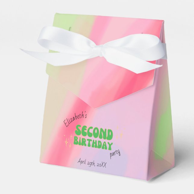 Rosa Balloon Animal 2:a födelsedagen Party Presentaskar (Framsidan Sidan)