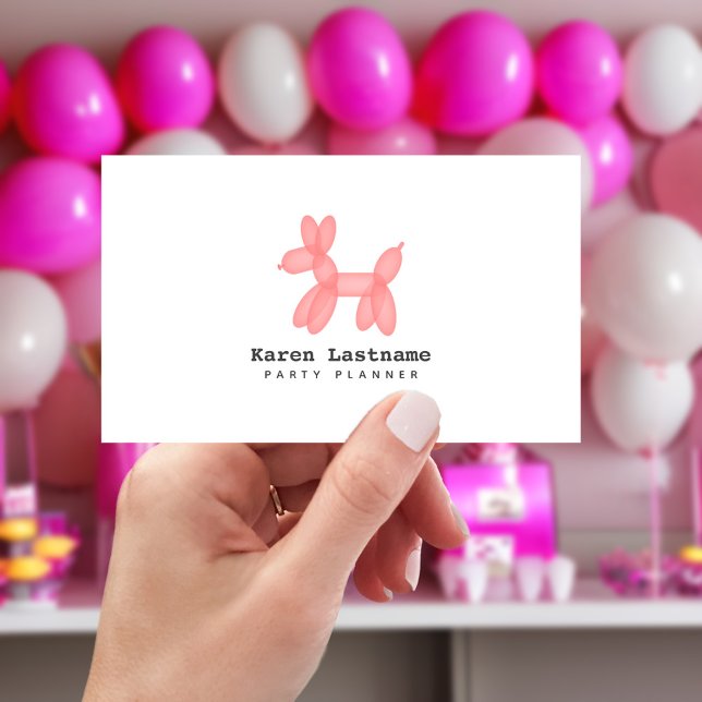 Rosa Balloon Animal Party Event Planner Visitkort (Skapare uppladdad)