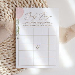 Rosa Balloon Baby Shower Bingo Game Inbjudningar