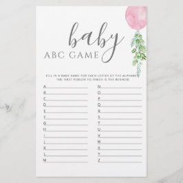 Rosa Balloon Baby Shower Game ABC