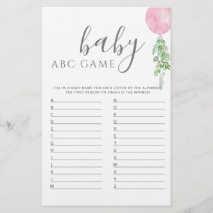 Rosa Balloon Baby Shower Game ABC