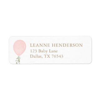 Rosa Balloon Baby Shower Return-adressetikett Returadress Etikett